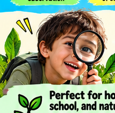 A young explorer using a magnifying glass